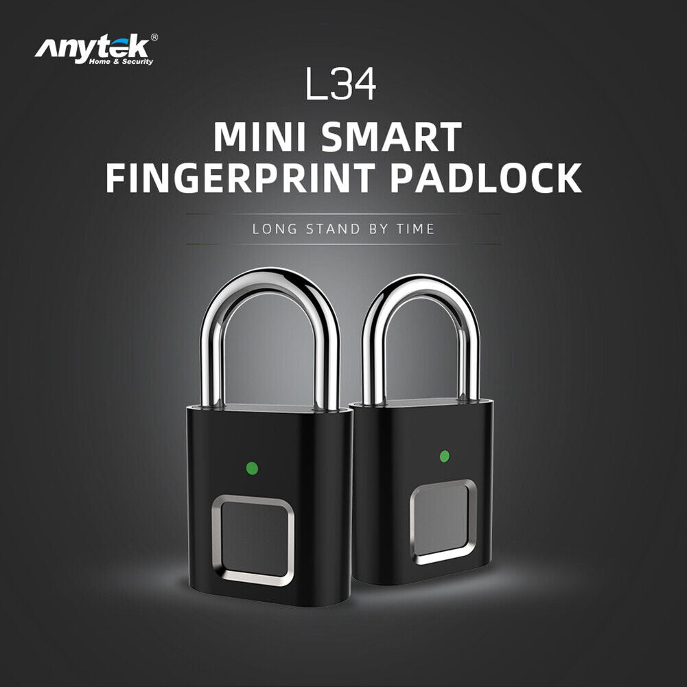 Anytek L34 Smart Fingerprint Padlock USB Rechargeable Door Suitcase Lock