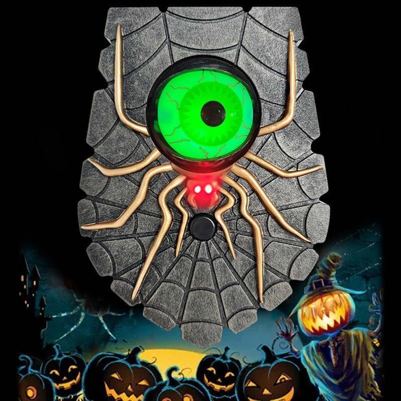 Animated Eyeball Doorbell, Talking Doorbell Decor with Spooky Sound & Green Glow