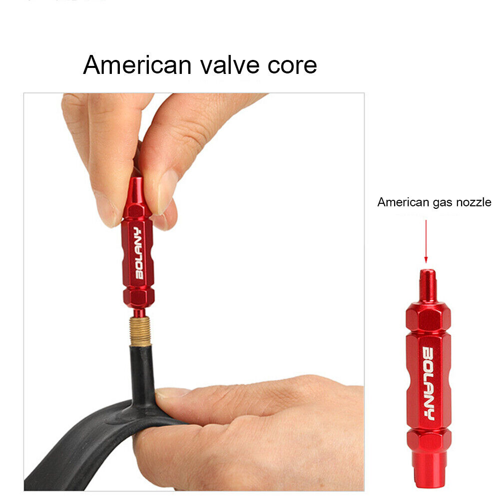 BOLANY Double Head Bike Presta American Valve Core Remover Wrench (Red)
