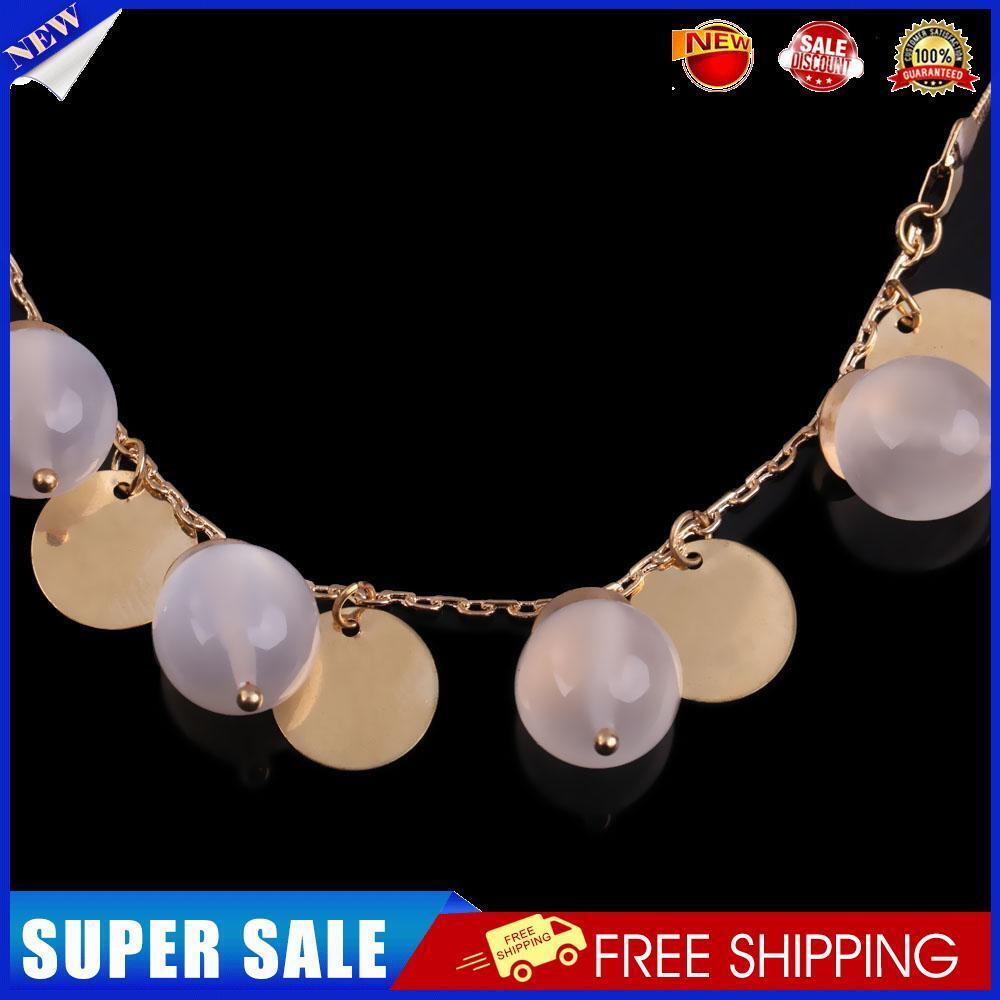 Fashion Bohemian Style Opal Beads Tassel Pendant Clavicle Chain Necklace
