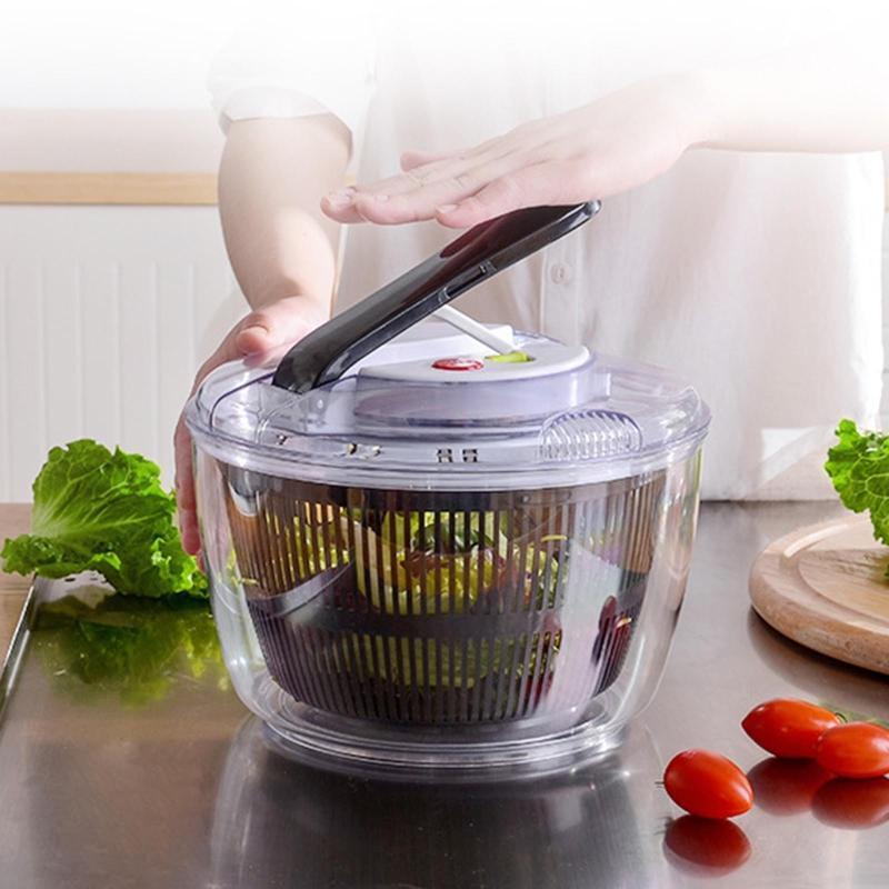 Manual Press Type Salad Spinner Fruit Wash Clean Vegetable Dehydrator Spin Dryer