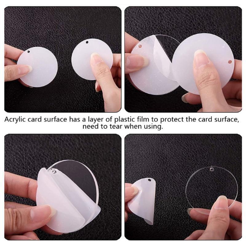Round Acrylic Keychain Blanks With Key Chain Rings Star Pendants Tassel Pendant