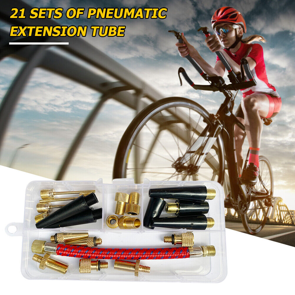 21pcs Valve Connector Foot Ball Airbed Bicycle Tyre Pump Adapter Set Kit