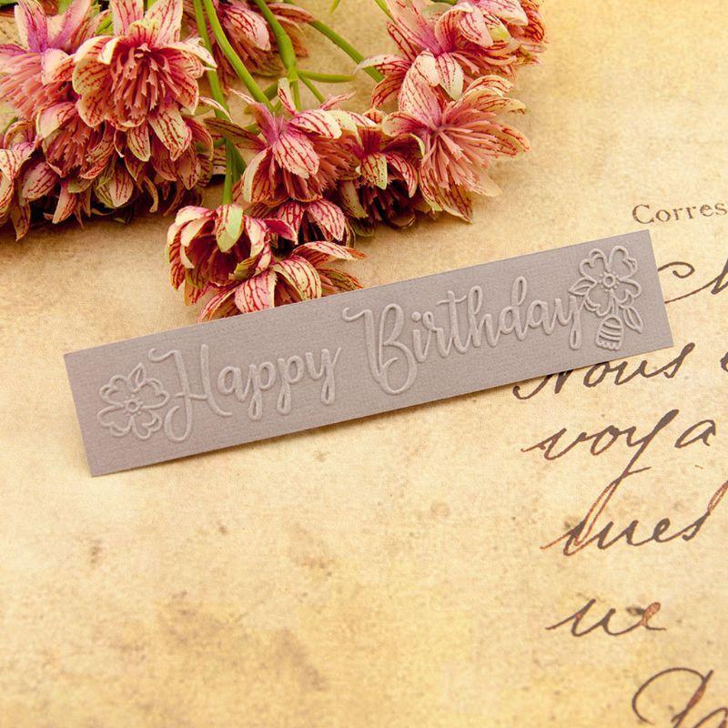 Happy Birthday Flower Embossing Folder Template for Gift Scrapbooking Photo Mold