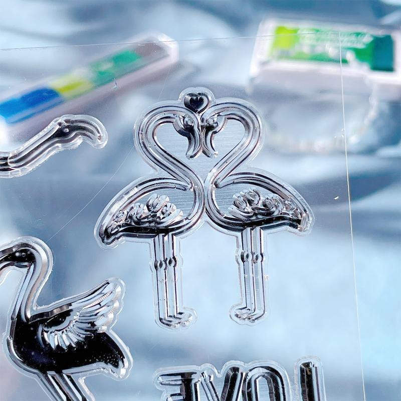Various Flamingo Love Silicone Stamps Clear Cards Moulds for DIY Craft Making