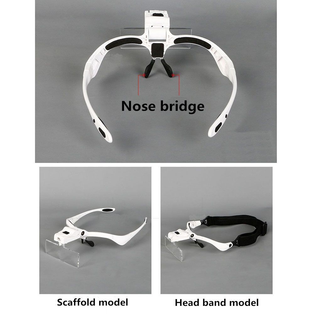 Bright Magnifier Magnifying Glass With 5 Lenses 2 LED Light Head Loupe
