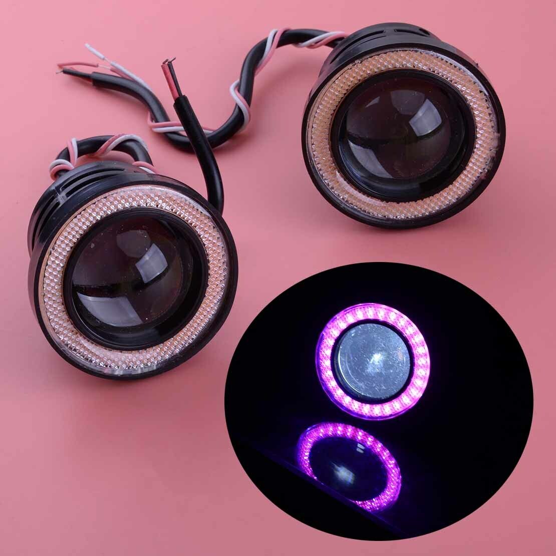 2.5" Car SUV COB LED Fog Light Projector Angel Eyes Halo Ring DRL Lamp Accessory