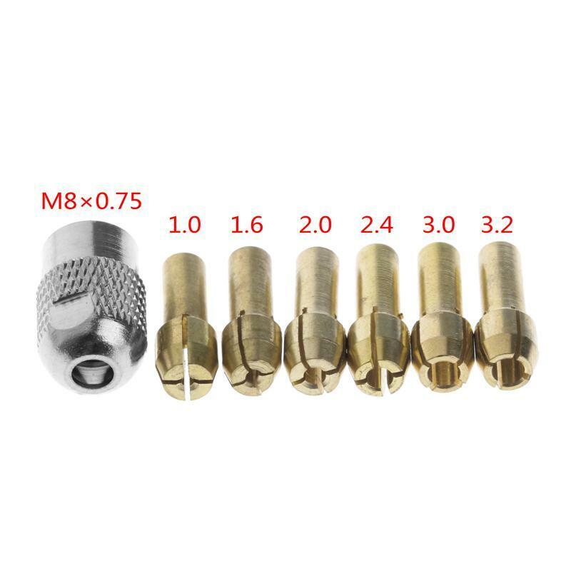 6Pcs Bronze Tweezers 1.0/1.6/2.0/2.4/3.0/3.2 + M8 * 0.75 Fits Rotary Tools