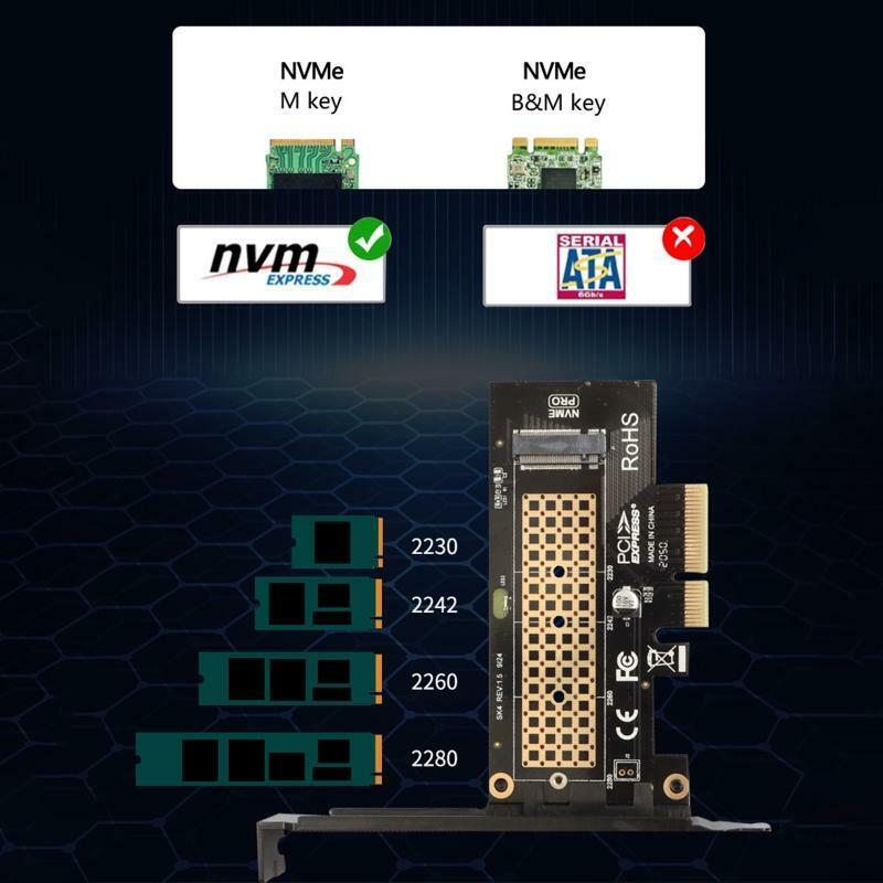 M2 NVME SSD M Key to PCIE X4 Converter Expansion Card SSD Hard Disk Card for PC