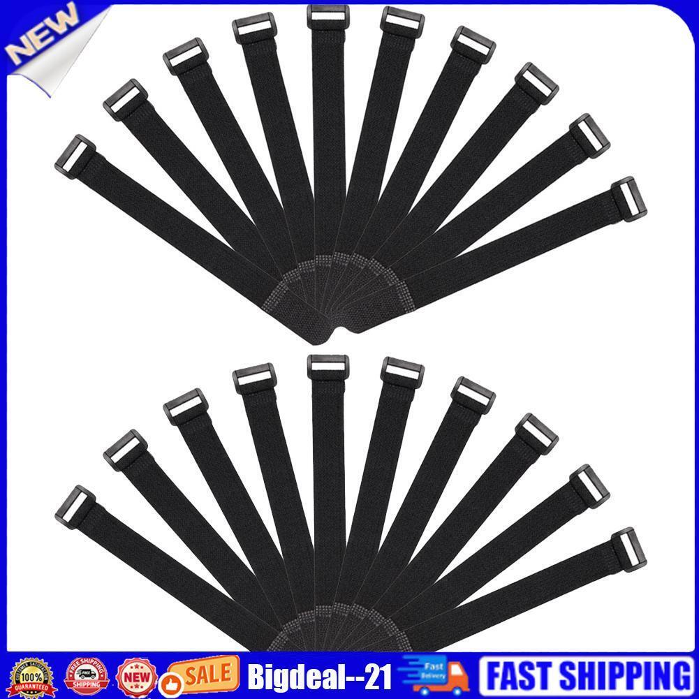 20pcs Fishing Rod Tie Holder Strap Suspenders Fastener Loop Belts (Black)