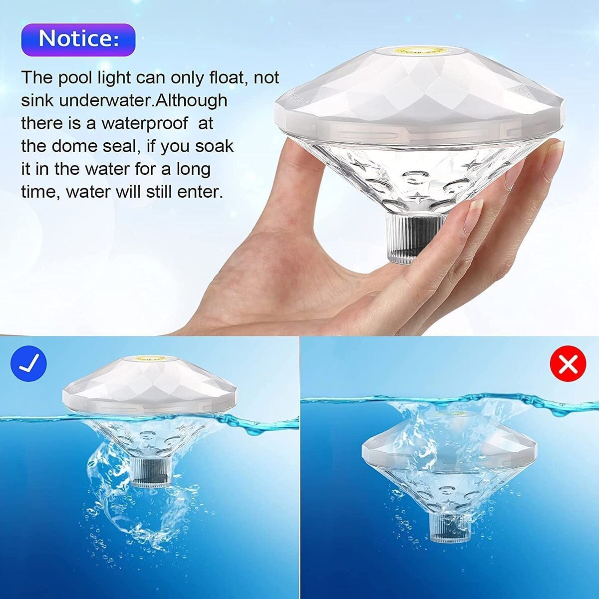 Floating Pool Lights LED Color Changing Diamond Shape Swimming Pool Lights