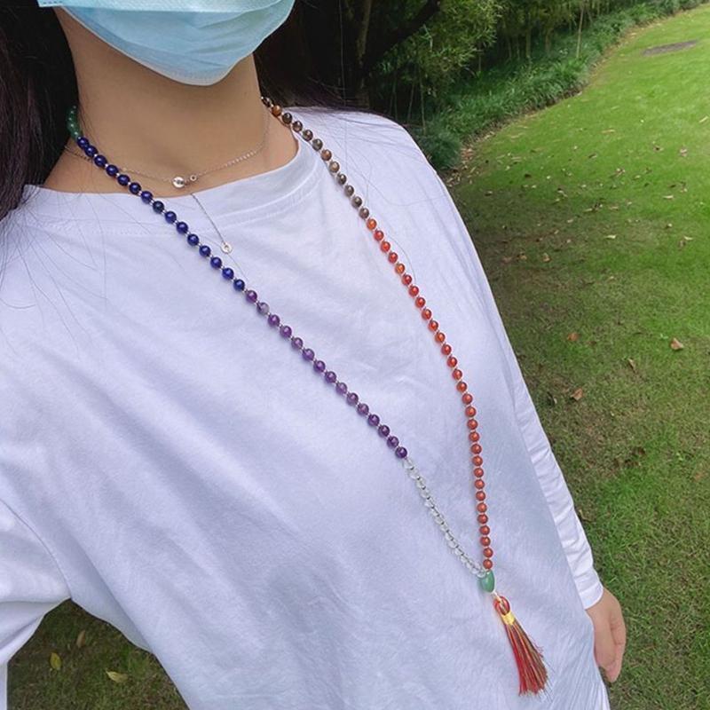 Meditation Tree of Life Pendant Bracelet Hand-knotted Colorful Crystal Necklace