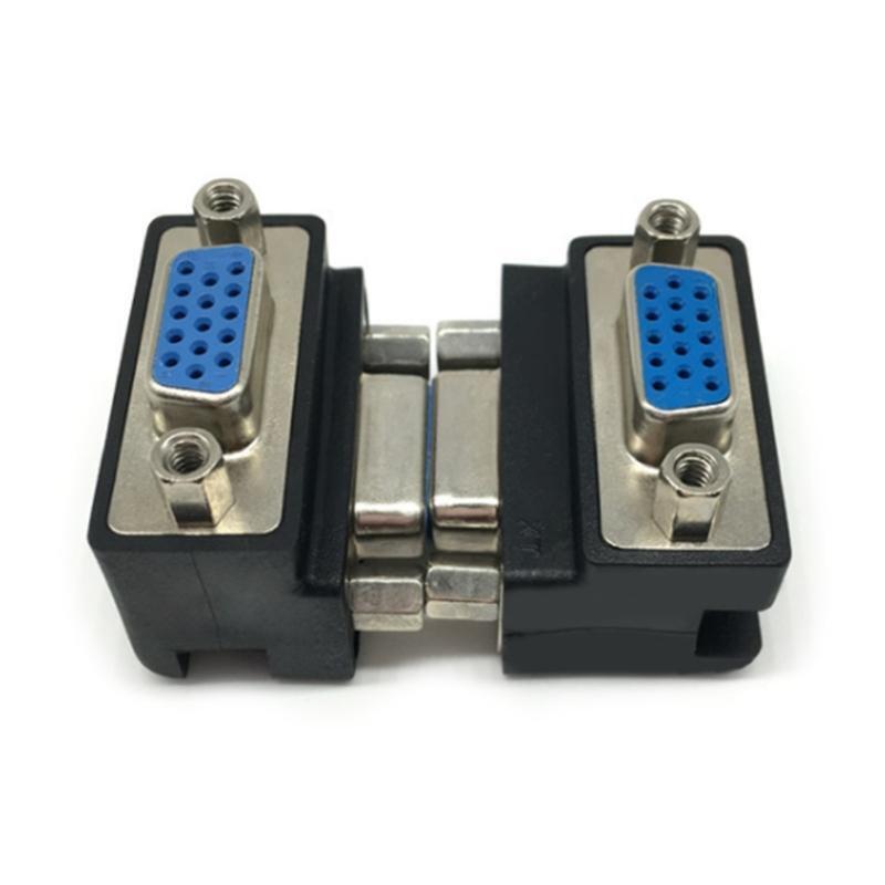Black Right Angle VGA 15 Female to 15 Female 90° Adapter More Convenient