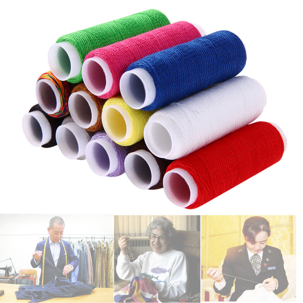 12pcs Spools Mixed Colors Polyester All Purpose Sewing Threads Cones Set