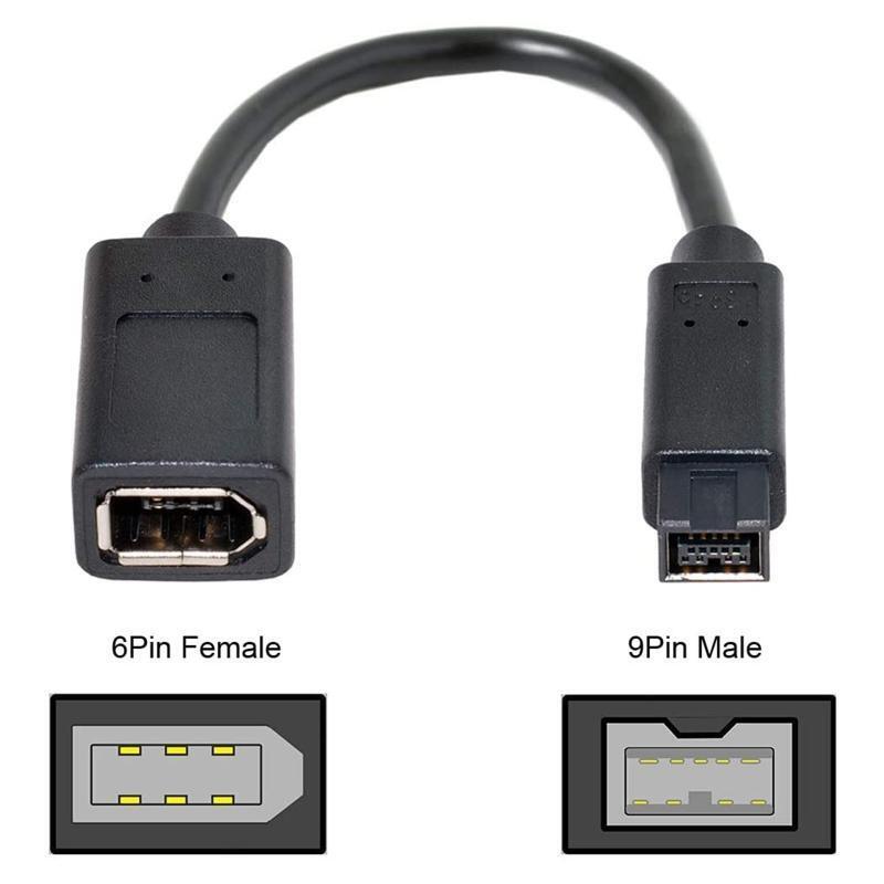 Professional 1394 6Pin Female to 1394b 9Pin Male Firewire Camera Connector Cable