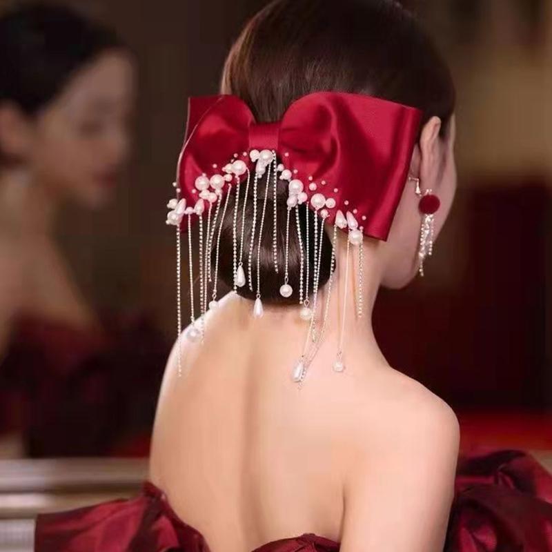 Solid Color Large Bridal Hair Bow Clip Hair Bows for Birthday Party, Baby Shower