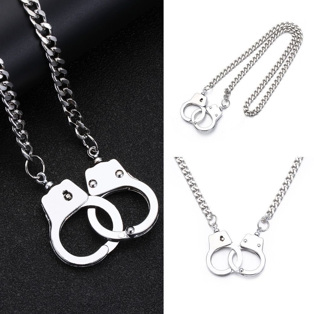 Chain Stainless Steel Punk Necklace Choker Handcuffs Pendant Chain Dark Gothic
