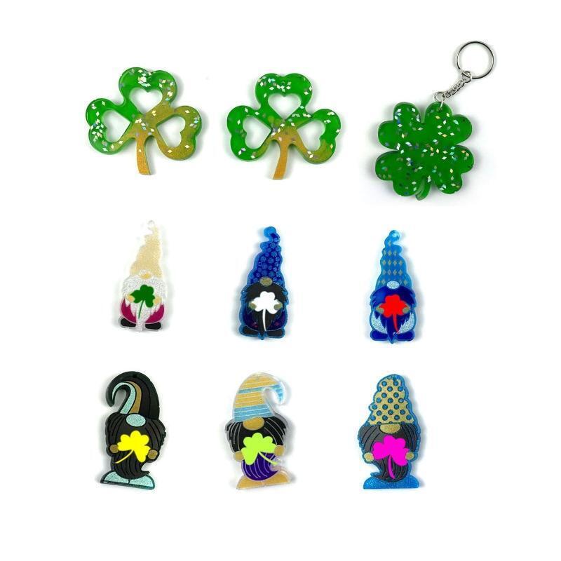 8 Pcs Glossy Silicone Molds Patrick's Day Keychain Mold Pendant Jewelry Molds