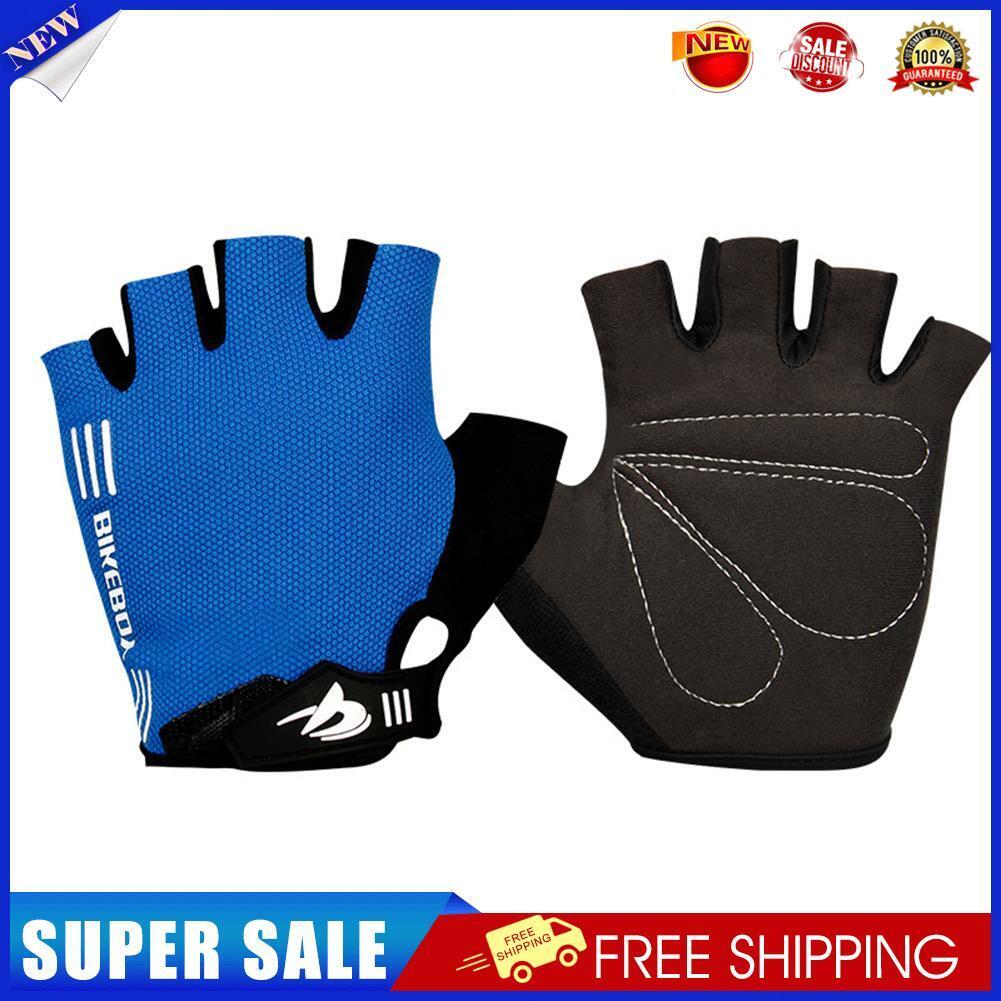 Bikeboy Sports Half Finger Anti-slip Breathable Riding Gloves (Blue XL)