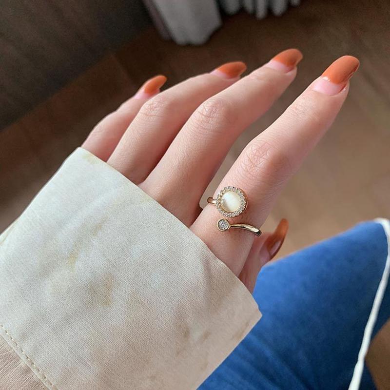 Anxiety Ring with Cat's Eye Moonstone Fidget Ring to Relieve Anxiety Jewelry