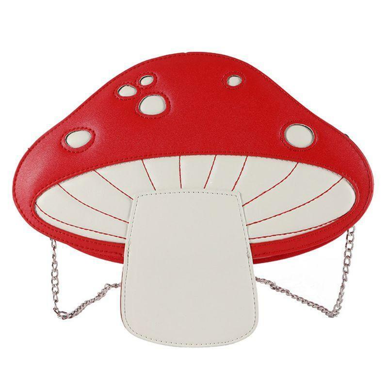 Women Mushroom Shape PU Leather Shoulder Crossbody Bag Tote Chain Satchel Purse