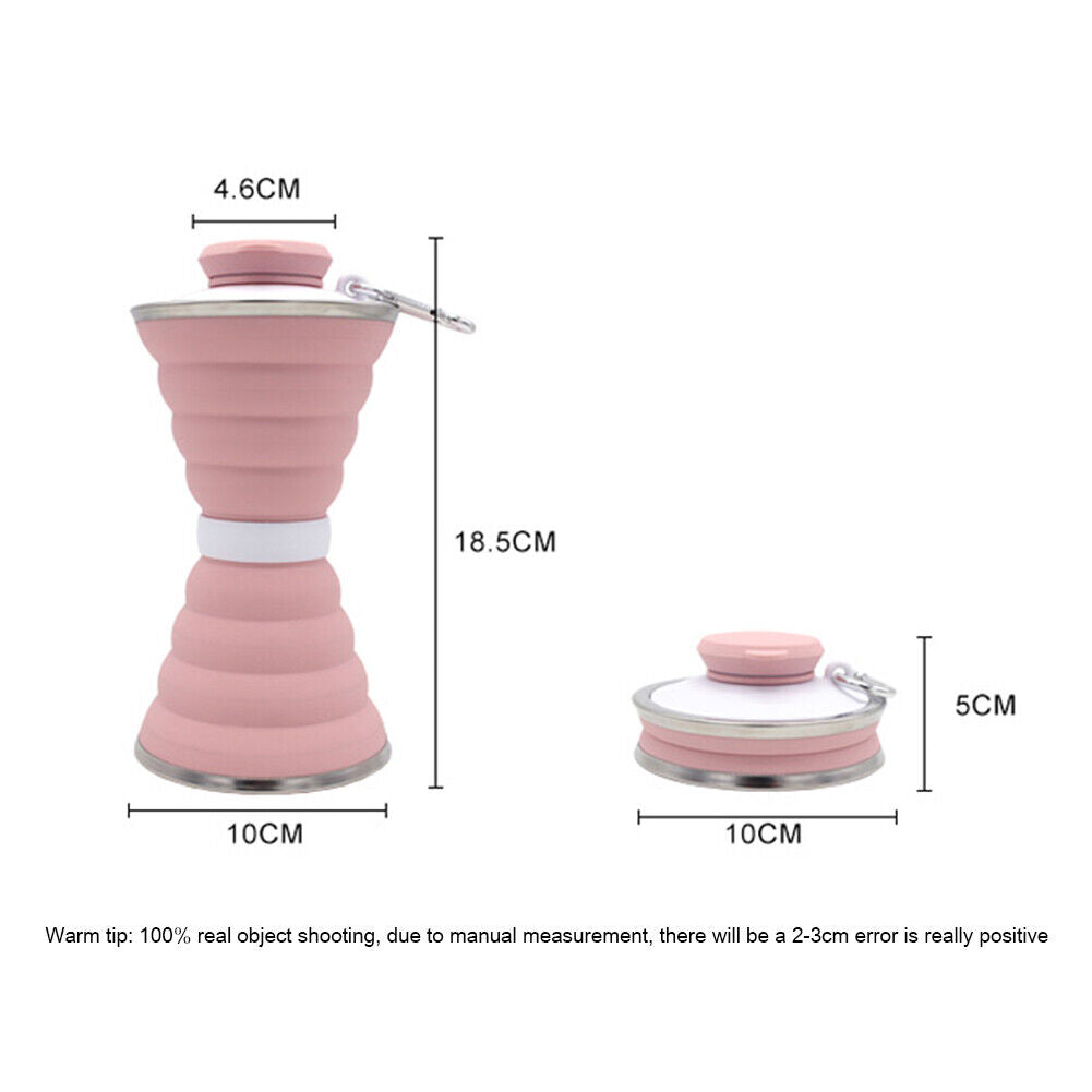 Sports 500mL Collapsible Soft Kettle Outdoor Silicone Water Bottle (Pink)