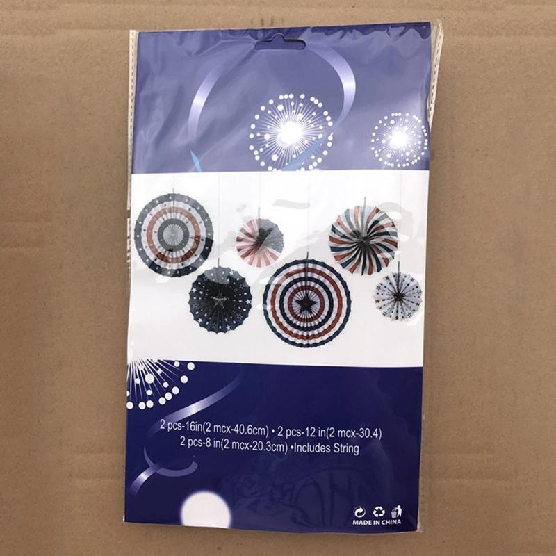 American Independence Day Paper Fan 6pcs/set Party String Flags Banner Decor