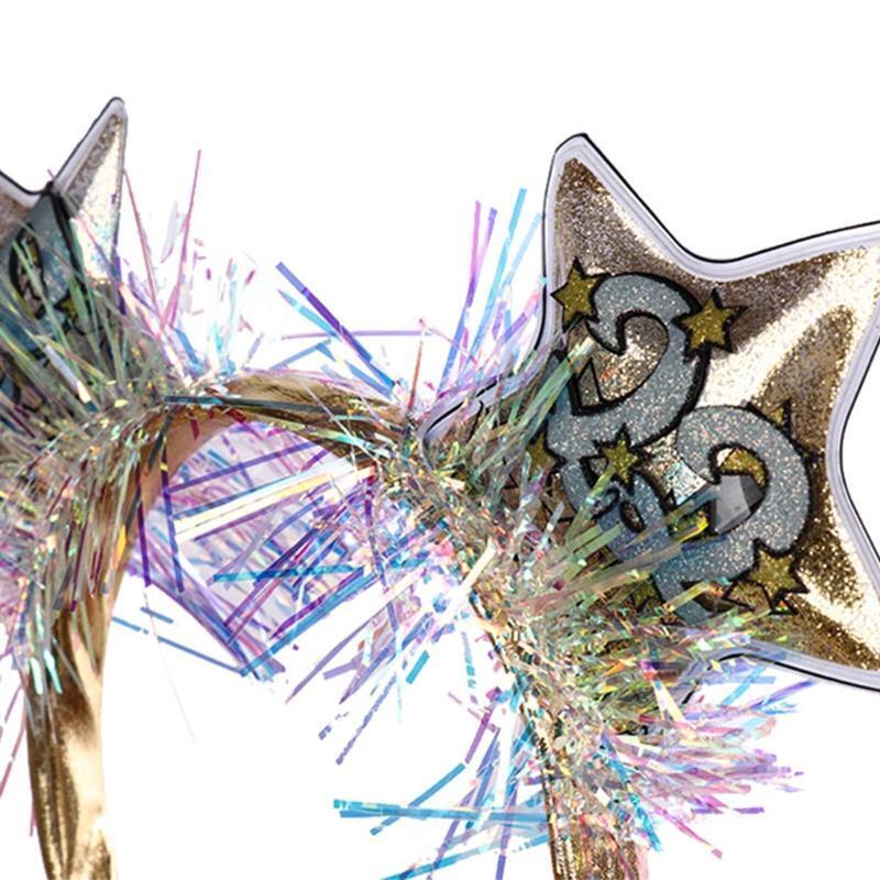 2022 New Year Headbands Glitter Tinsel Hair Bands Creative Holiday Party Props