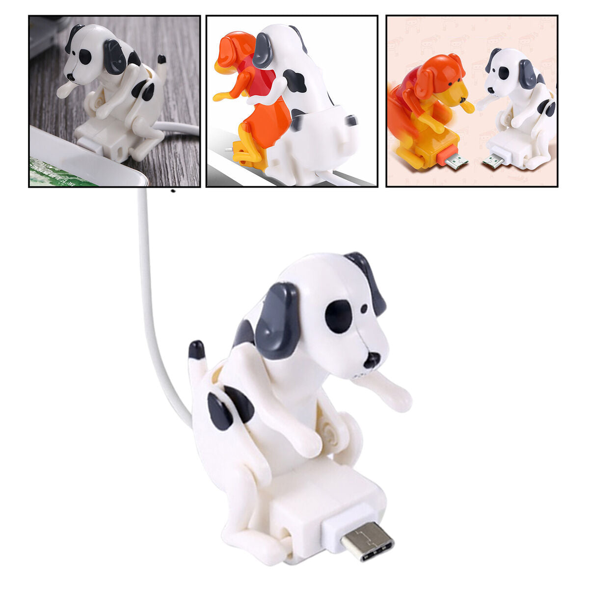 Creative Humping  Dog Charging Cable for Android Phone Gift White