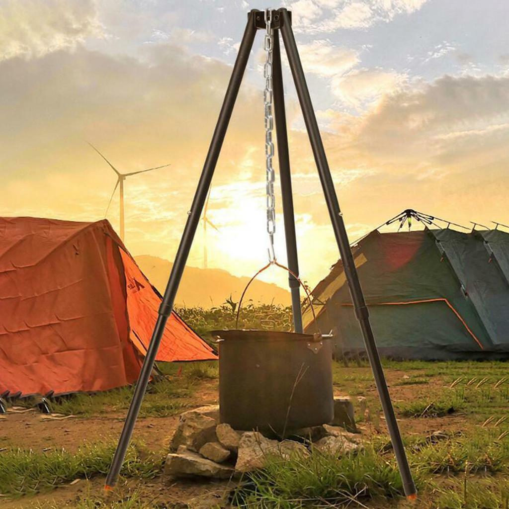 Adjustable Camping Tripod  BBQ Hanging Pot Hiking Tool Accessory