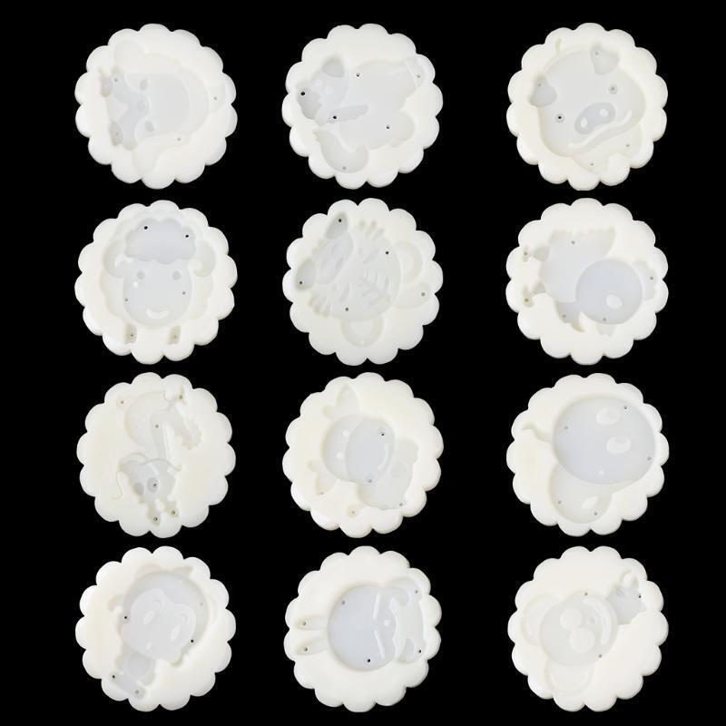 Chinese Zodiac Shape Moon Cake Mould Hand Pressure Cookies Cutter Enjoy Fun Gift