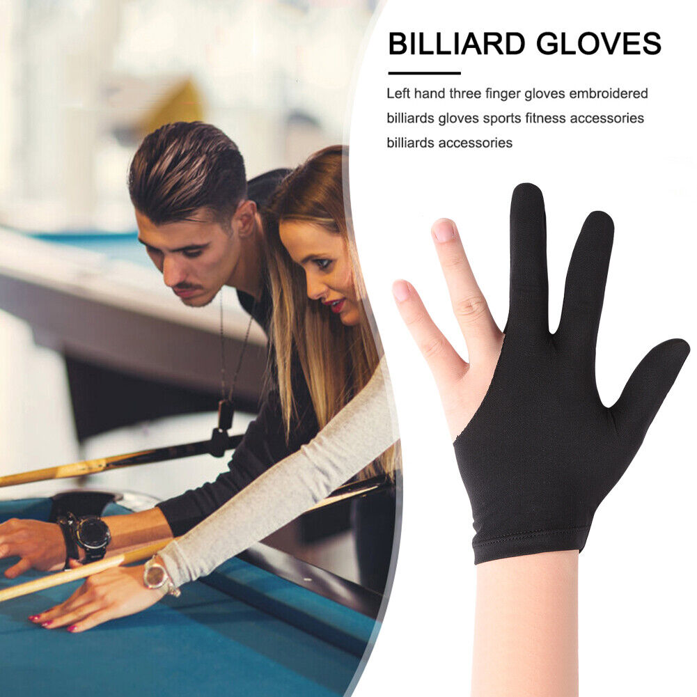 3-Finger Open Lycra Snooker Billiard Gloves Left/Right Universal (Black)