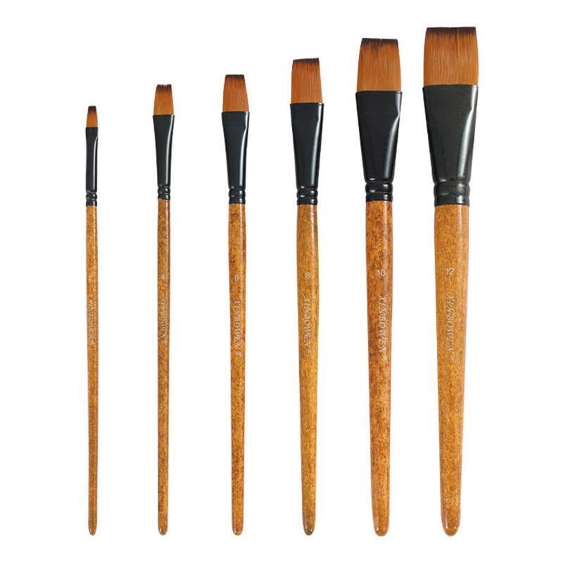 6PCS Paint Brushes Flexible Nylon Brush Head for Acrylic Painting Oil Watercolor
