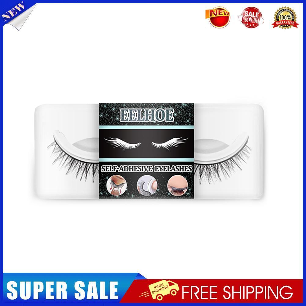Reusable Self-Adhesive Curly Eyelashes Long Thick False Eyelashes (Natural)