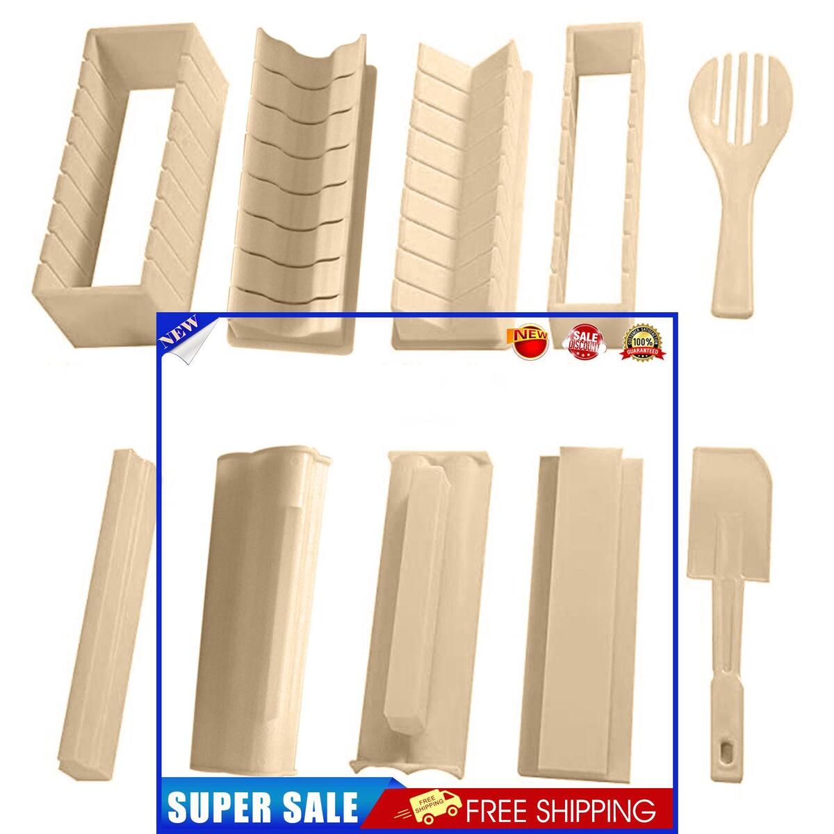Sushi Making Kit, 10 Pieces DIY Sushi Set Plastic Sushi Maker Tool, White