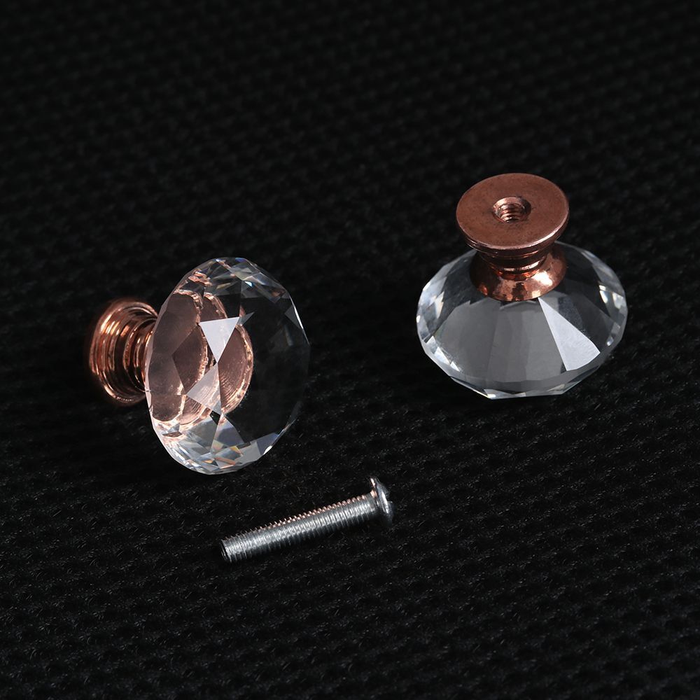 Drawer Door Knobs Crystal Glass Knobs Cupboard Pulls Diamond Shape Pull Handle