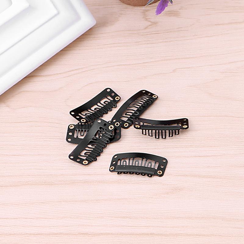 40 Pcs 32mm Black U Shape Snap Metal Clips For Hair Extensions Weft Clip-on New