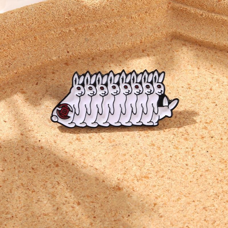 Cute Enamel Pin Backpack Cool Lapel Hat Pin Jacket Funny White Bunny Brooches