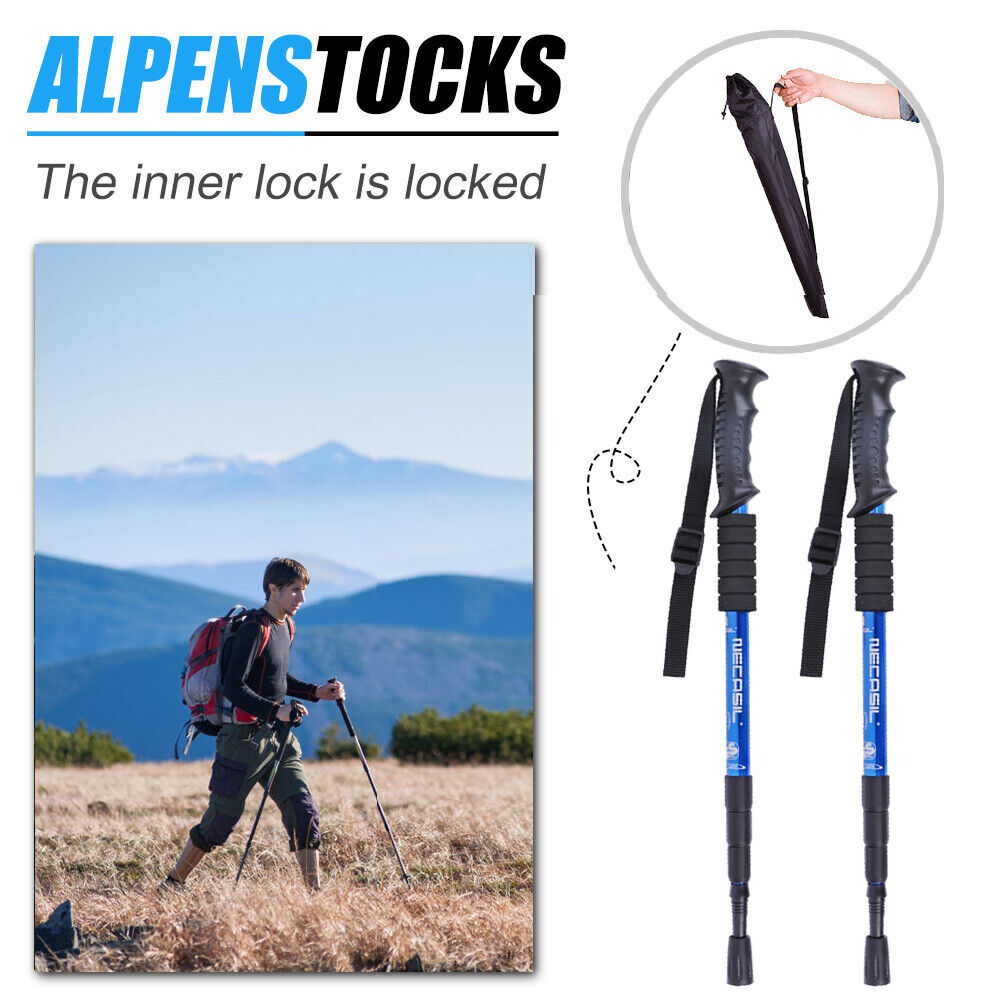 NECASIL G103 Outdoor Trekking Pole 4-section Walking Stick Kit (Blue)