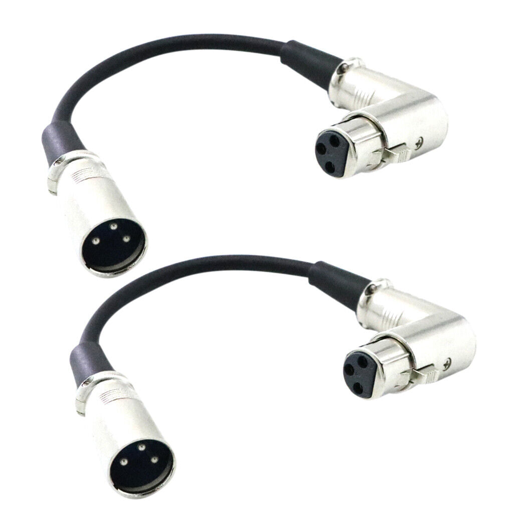 2 Pieces 3' XLR Right Angle  Fe to Straight  Patch Cable
