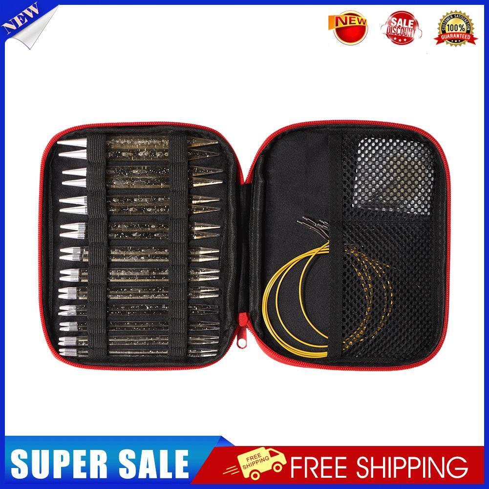 11 Pair Crochet Hook Circular Knitting Needles Set with Case DIY Art Crft