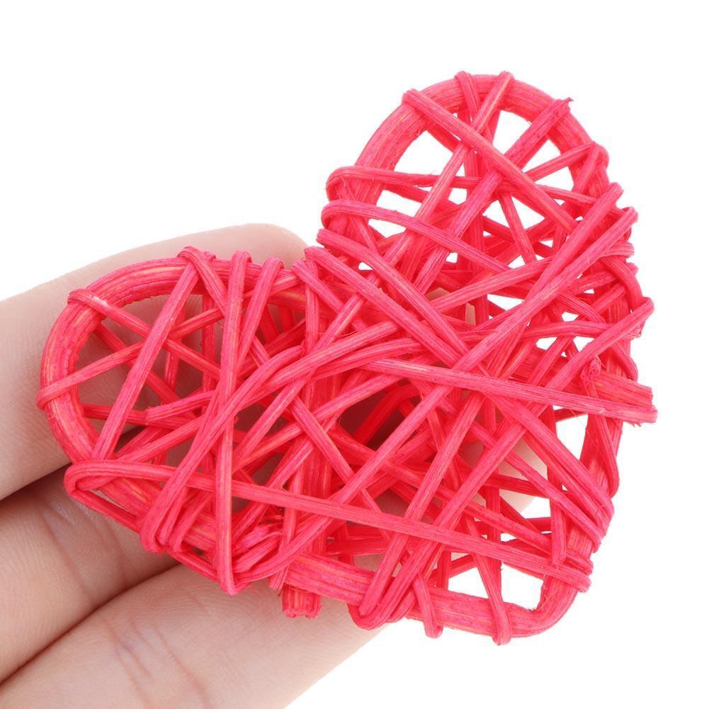5pcs Heart Rattan Ball DIY Ornament Birthday Wedding Party Decor Gift(Red)