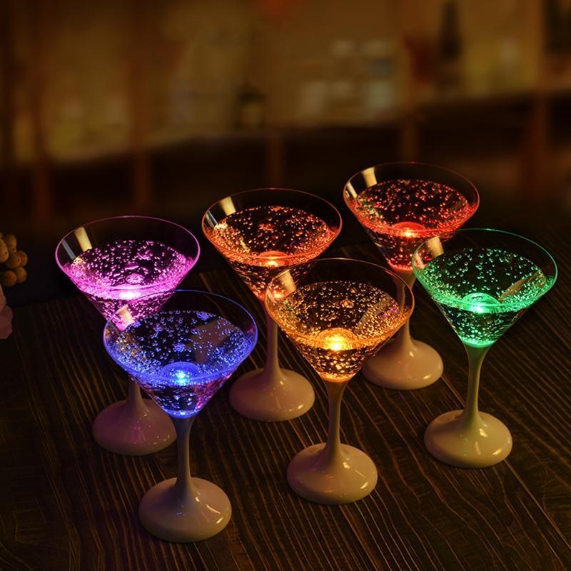 6 pcs LED Light Up Flashing Wine-Goblet Wine Glasses Gift Exquisite Workmanship