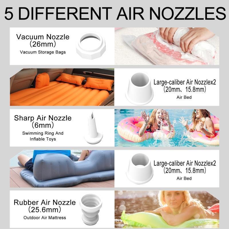 2-in-1 Air Pump Air Mattress Pump Mini Air Pump 1600mAh for Outdoor Hiking Beach