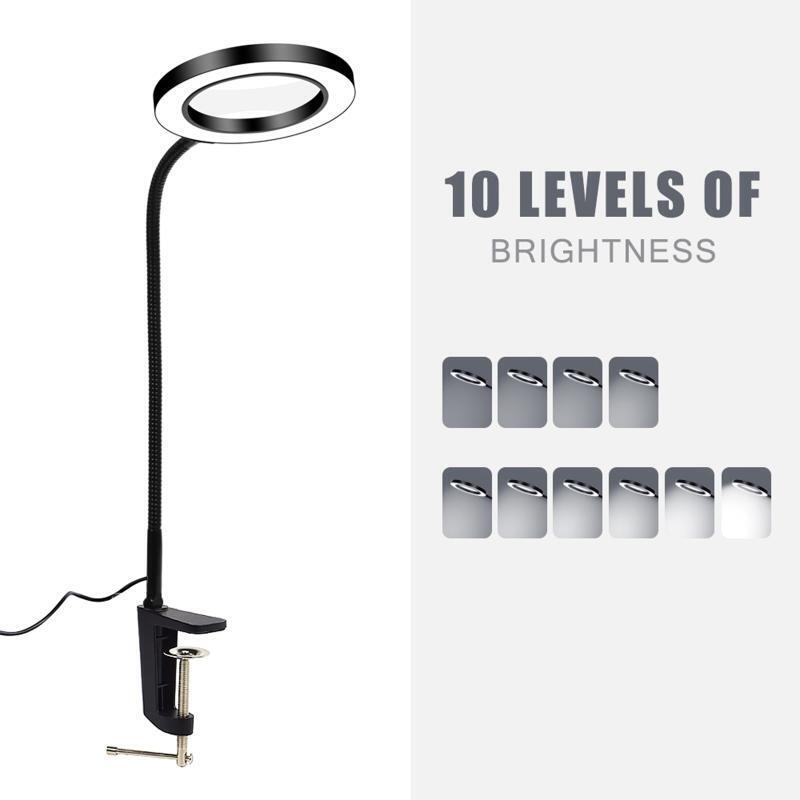 Magnifying Glass Desk Lamps 5X LED Magnifier Lamp with 3 Modes & 11 Dimming