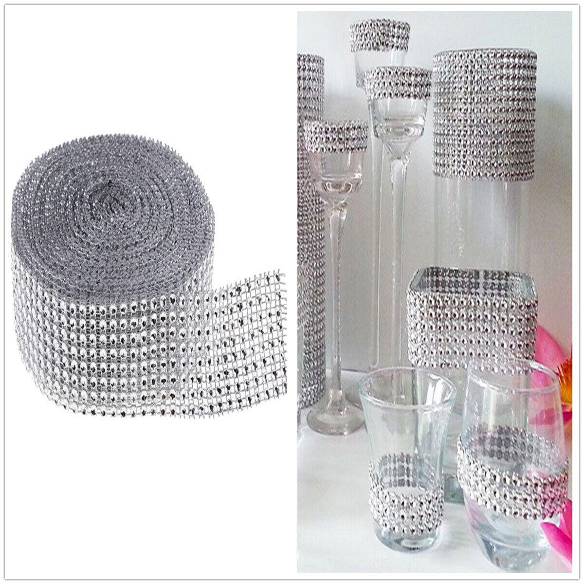 10 Yds Clear Crystal Rhinestone Chain Trim Ribbon Wedding Dress Sewing Craft DIY