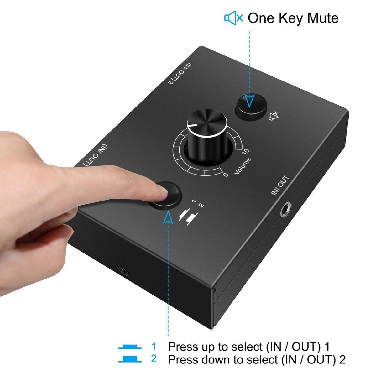3.5mm Stereo Audio Switcher, 1 Input 2Output 2  Output Signal Source
