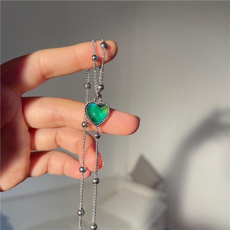 Fashion Heart Pendant Titanium Steel Jewelry Colorful Transfer Necklace