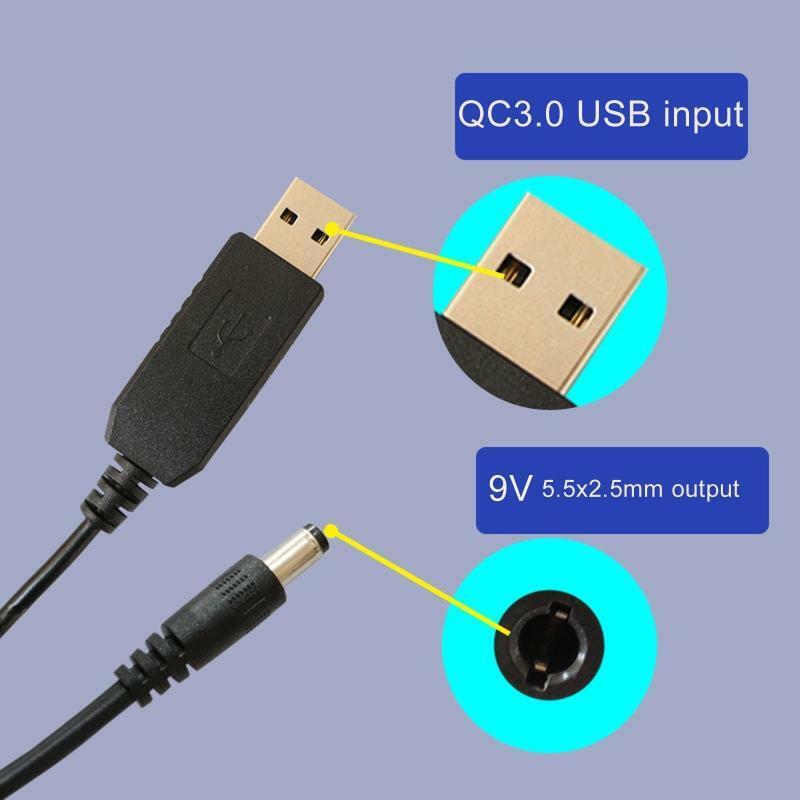 39'' Length QC3.0 USB to 9V 5.5x2.5mm Power Cable for Table Lamp Router Speakers