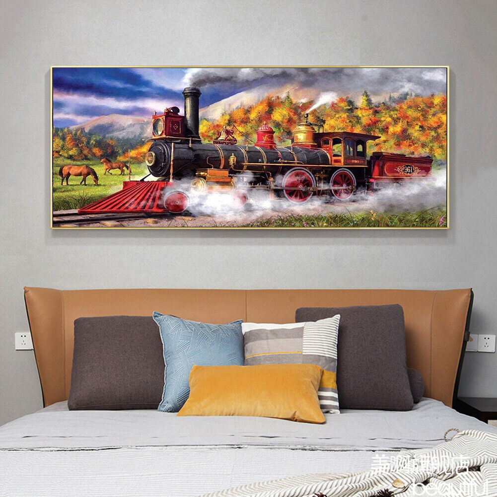 5D Train Full Drill Round Diamond Painting DIY Mosaic Picture Home Decor